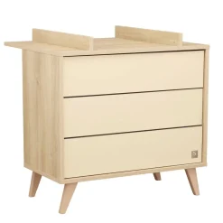 Sauthon                    Commode 3 tiroirs Mélinée    Chêne Sépia/Crème/Hêtre Vernis