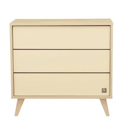 Sauthon                    Commode 3 tiroirs Mélinée    Chêne Sépia/Crème/Hêtre Vernis