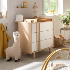 Sauthon                    Commode 3 tiroirs Nature    Chêne Velours - Blanc