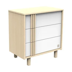 Sauthon Commode 3 tiroirs Nature Chêne Velours - Blanc