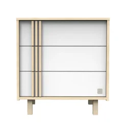 Sauthon Commode 3 tiroirs Nature Chêne Velours - Blanc