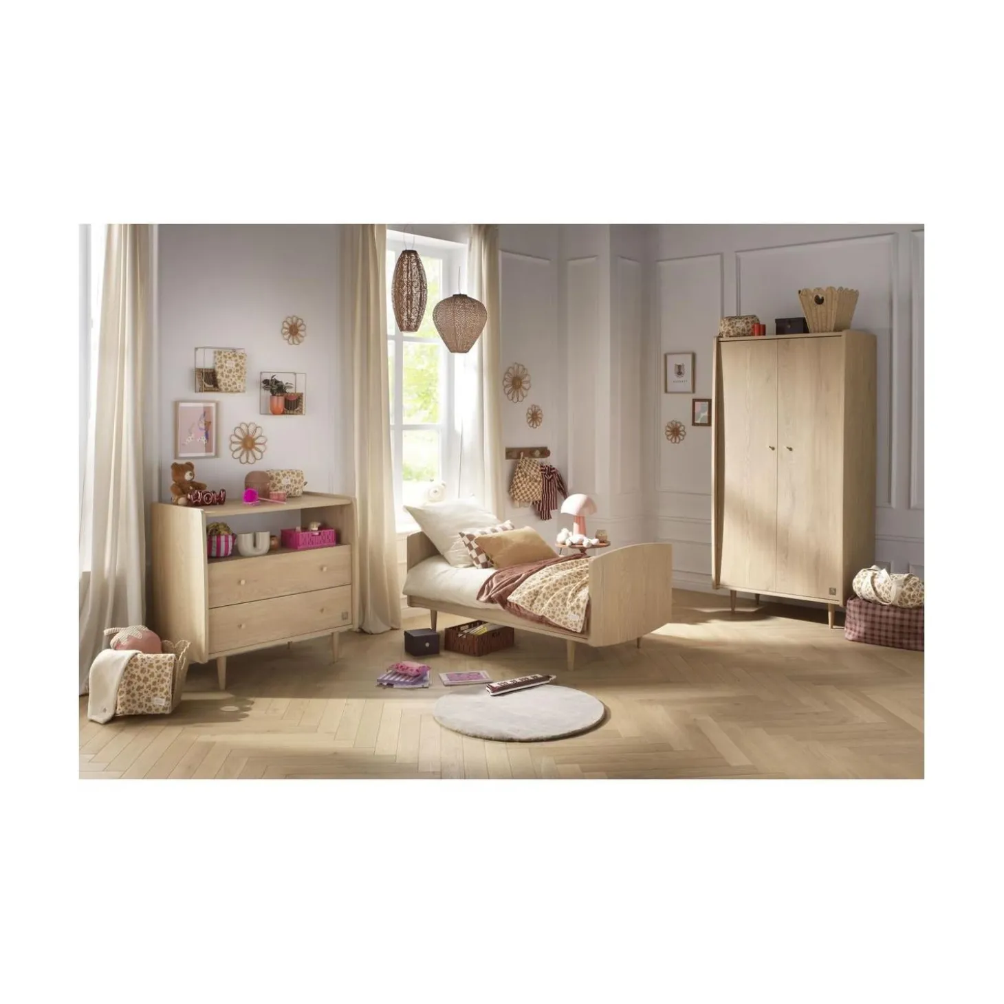 Sauthon Commode 2 Tiroirs 1 Niche My Love Chêne Vintage