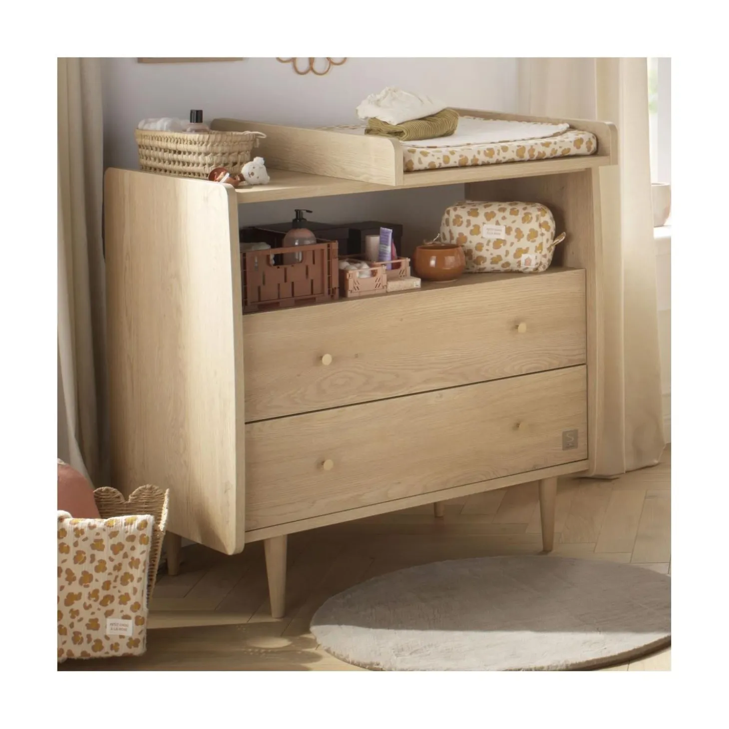 Sauthon Commode 2 Tiroirs 1 Niche My Love Chêne Vintage