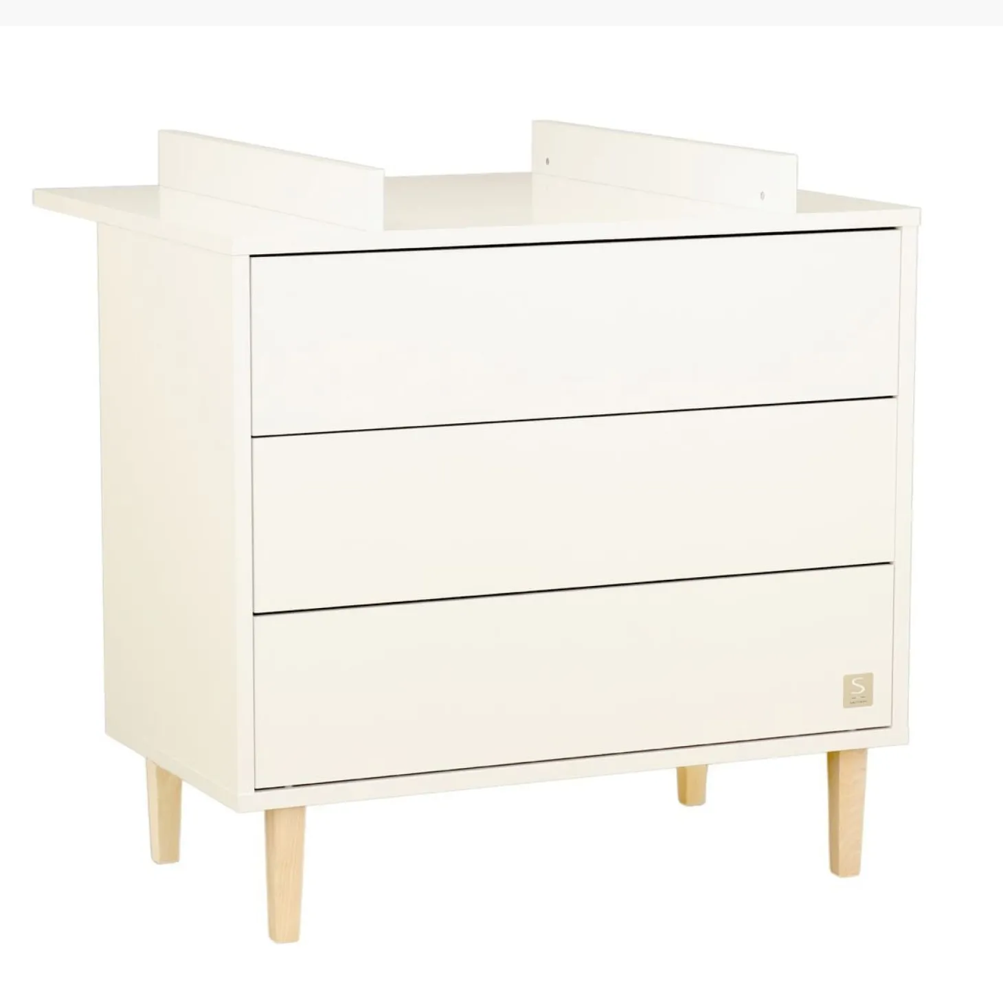 Sauthon Commode 3 tiroirs Paloma Blanc Neige/Hêtre Vernis
