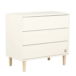 Sauthon Commode 3 tiroirs Paloma Blanc Neige/Hêtre Vernis