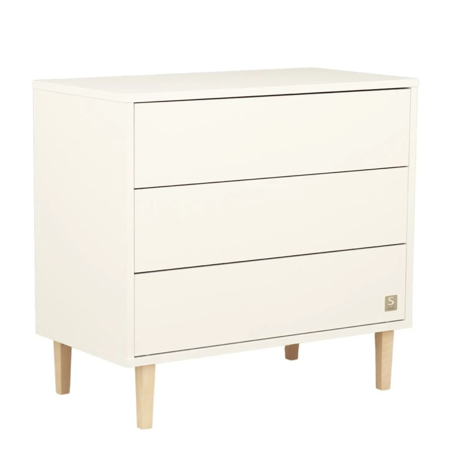 Sauthon Commode 3 tiroirs Paloma Blanc Neige/Hêtre Vernis