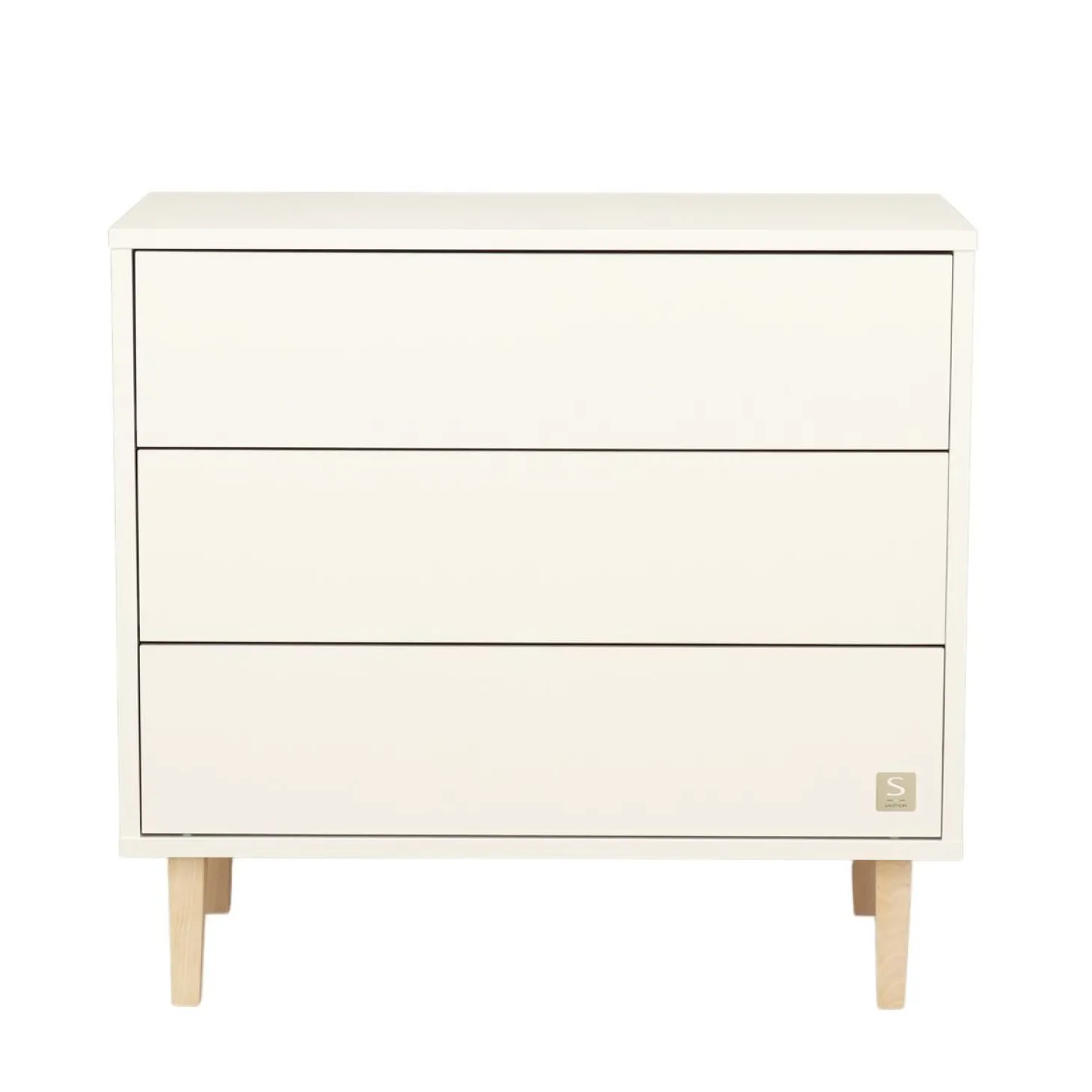 Sauthon Commode 3 tiroirs Paloma Blanc Neige/Hêtre Vernis
