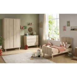 Sauthon Commode 3 tiroirs Paloma bois Chêne Sépia/Hêtre Vernis