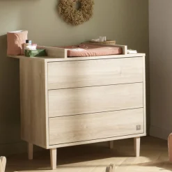 Sauthon Commode 3 tiroirs Paloma bois Chêne Sépia/Hêtre Vernis