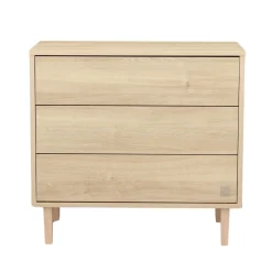 Sauthon Commode 3 tiroirs Paloma bois Chêne Sépia/Hêtre Vernis
