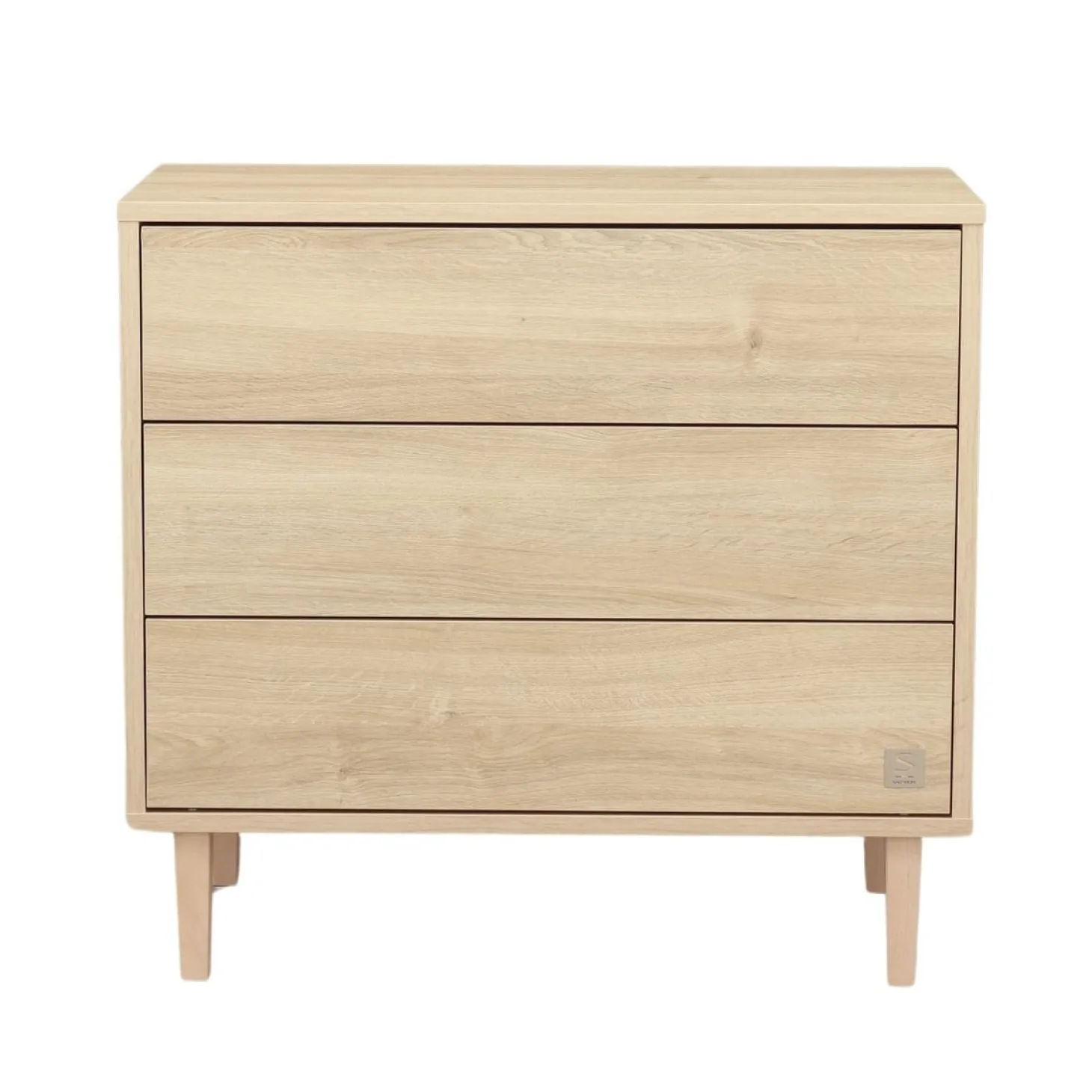 Sauthon Commode 3 tiroirs Paloma bois Chêne Sépia/Hêtre Vernis