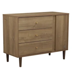 Sauthon                    Commode 3 tiroirs 1 porte Mokka    Chêne/Chêne Strié/Chêne Foncé