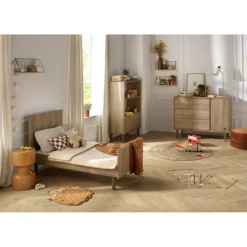 Sauthon Commode 3 tiroirs 1 porte Mokka Chêne/Chêne Strié/Chêne Foncé
