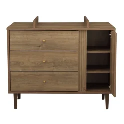 Sauthon Commode 3 tiroirs 1 porte Mokka Chêne/Chêne Strié/Chêne Foncé
