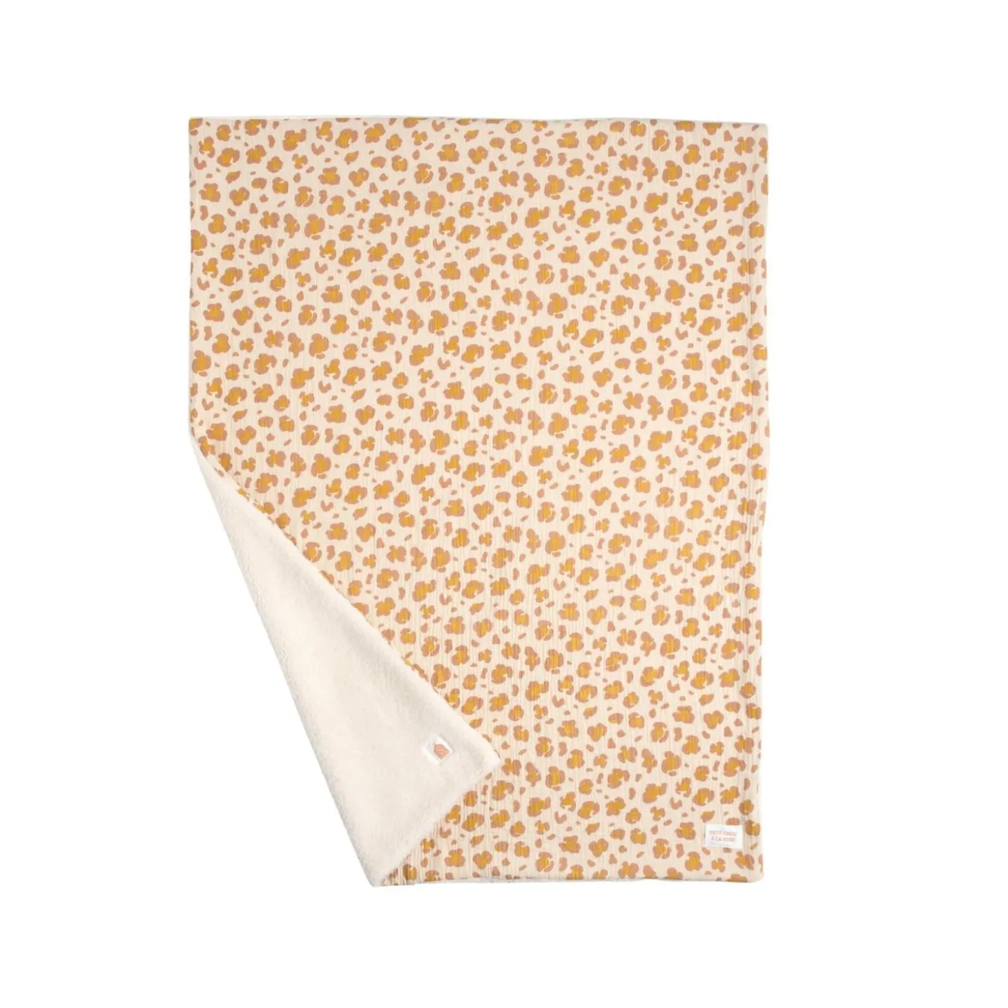 Sauthon Couverture Motif Léopard Petit Chou Ecru/Caramel/Vieux Rose