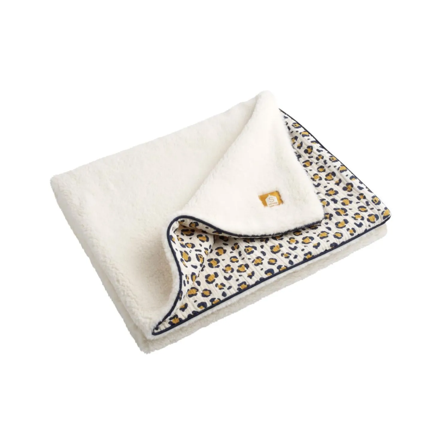 Sauthon Couverture Motif Léopard Leopard Ecru/Noir/Caramel