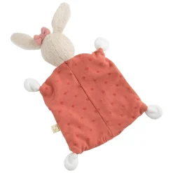 Sauthon                    Doudou Mouchoir Petit Coeur    Beige Chiné/Rose Poudré