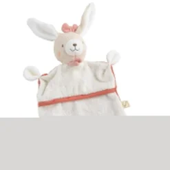 Sauthon Doudou Mouchoir Petit Coeur Beige Chiné/Rose Poudré