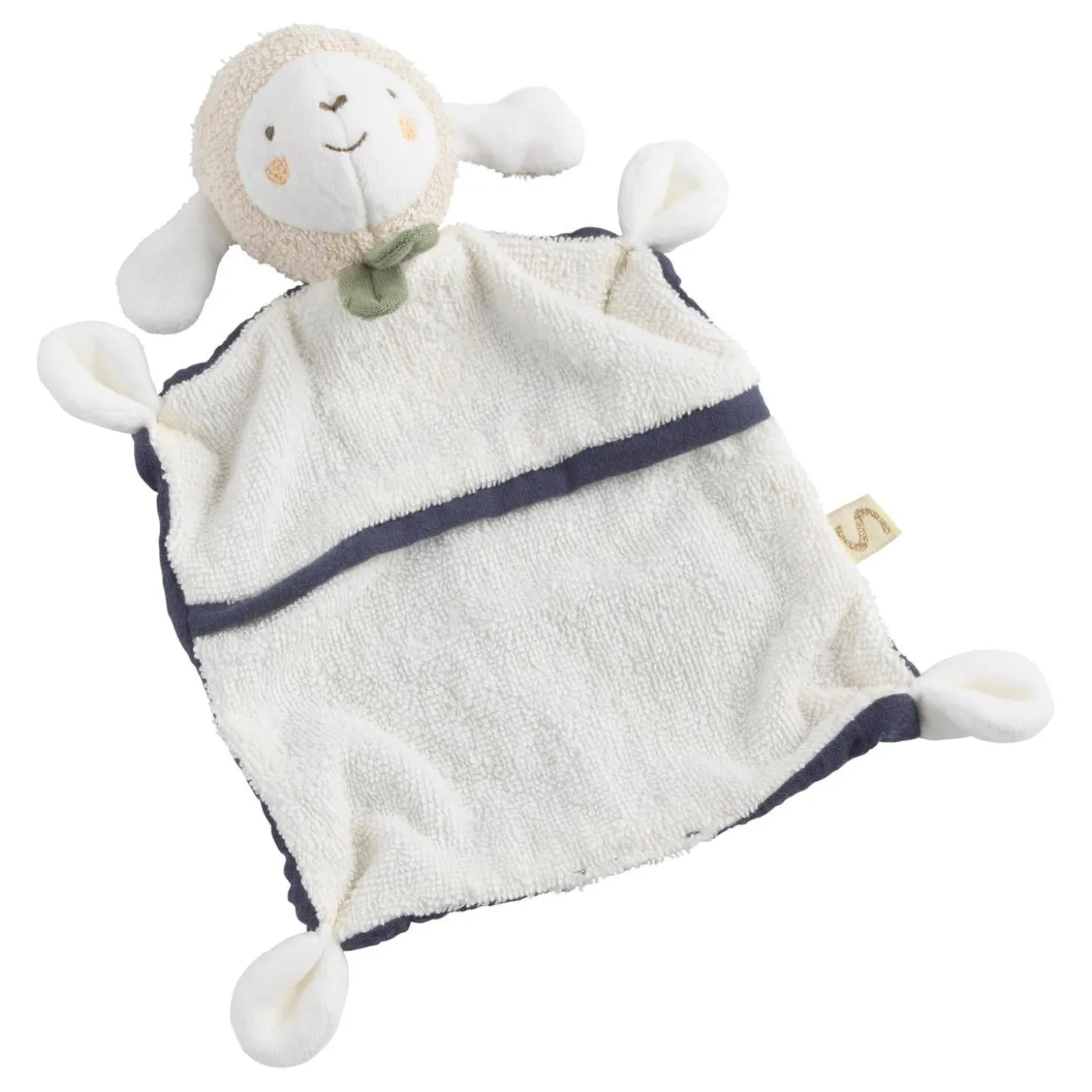 Sauthon Doudou Mouchoir Petit Nuage Beige Chiné/Bleu Orage/Vert Olive