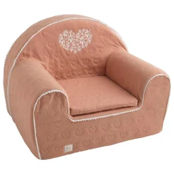 Sauthon                    Fauteuil Club Petit Coeur    Rose Poudré/Beige Chiné