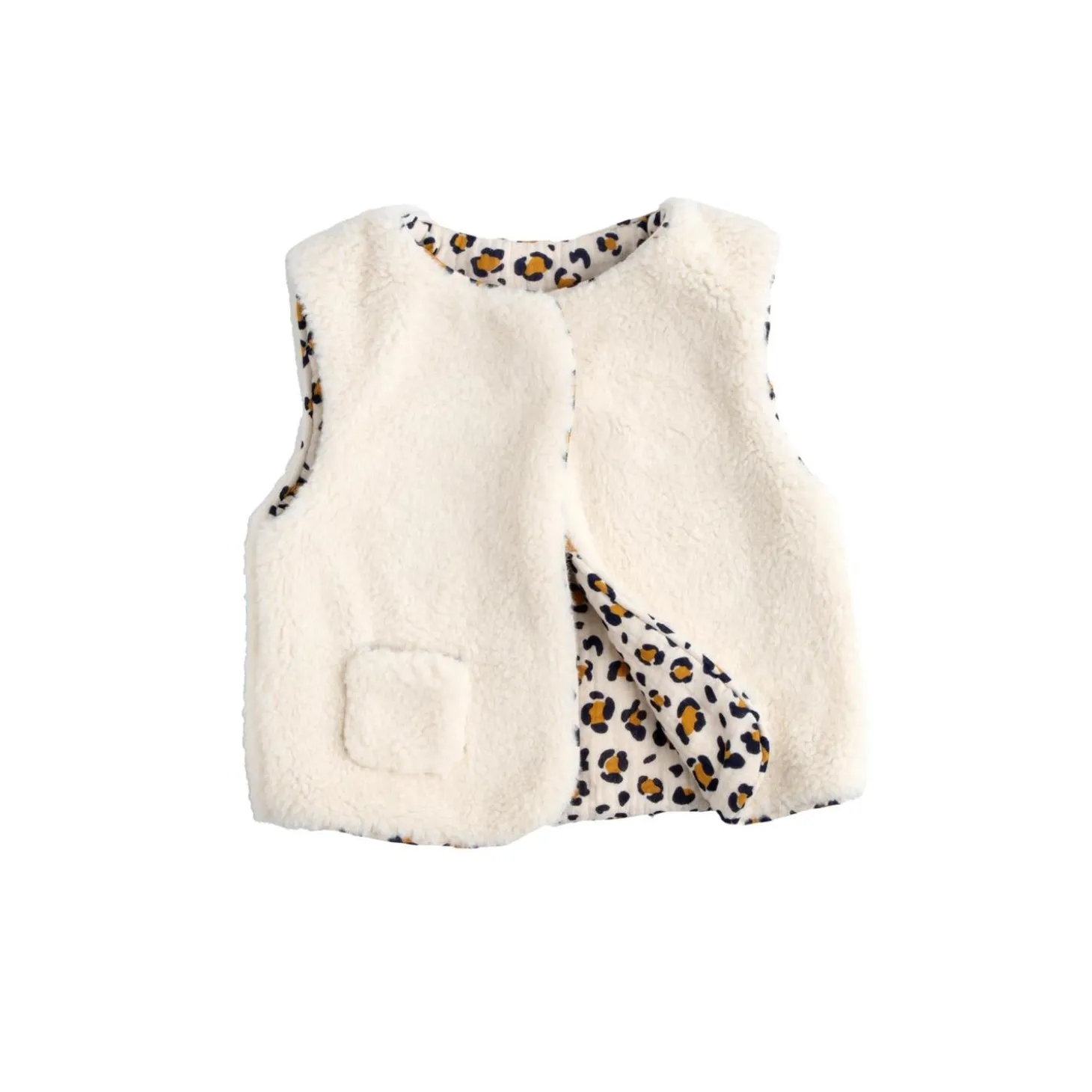 Sauthon Gilet Sans Manche Léopard Ecru/Noir/Caramel