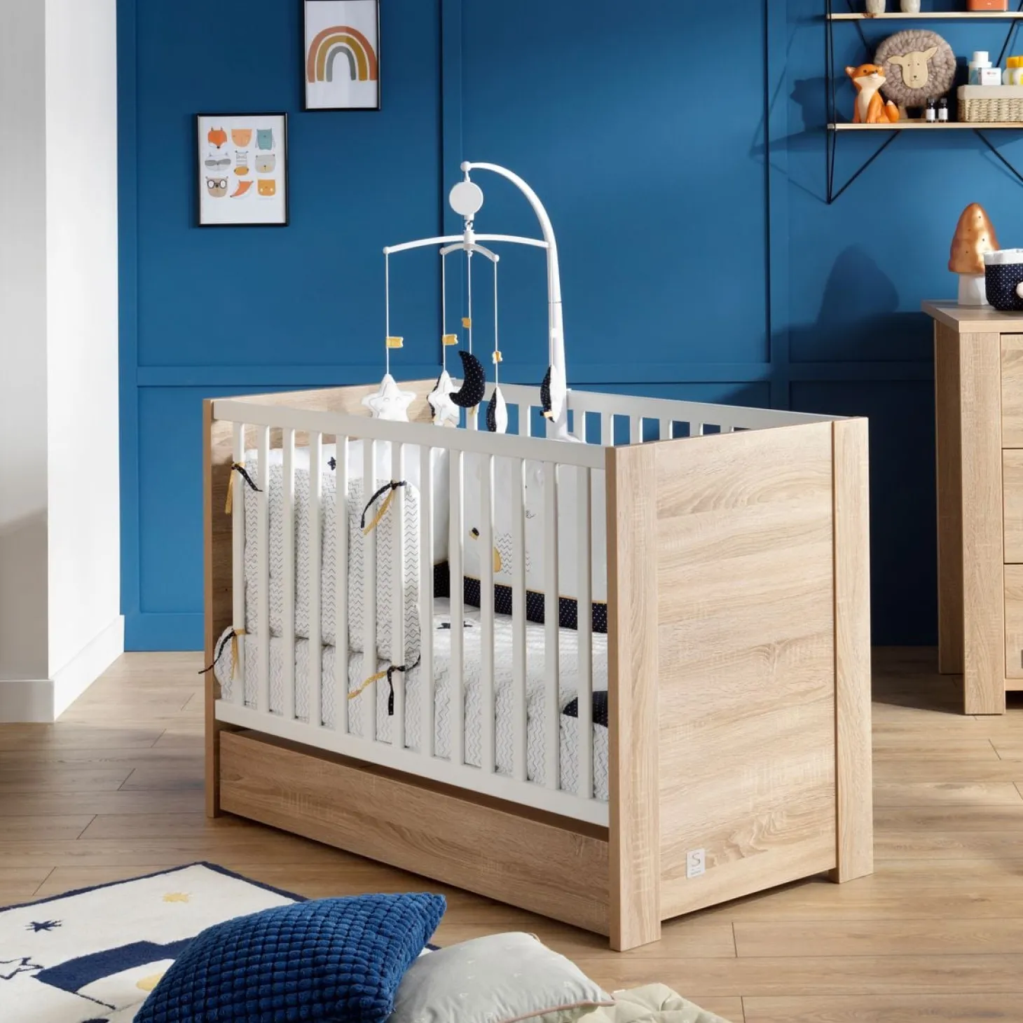 Sauthon Lit bébé Antonin Chêne Noisette 60x120 cm