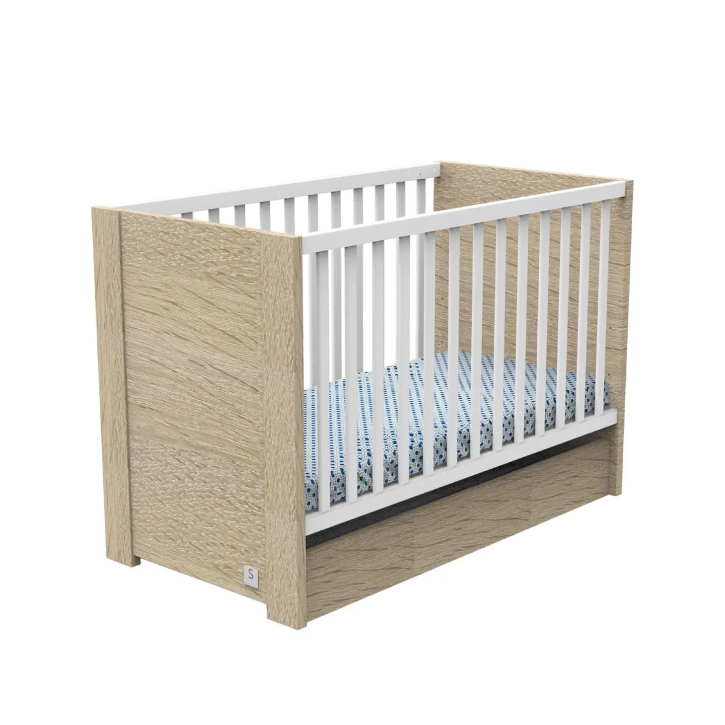 Sauthon Lit bébé Antonin Chêne Noisette 60x120 cm