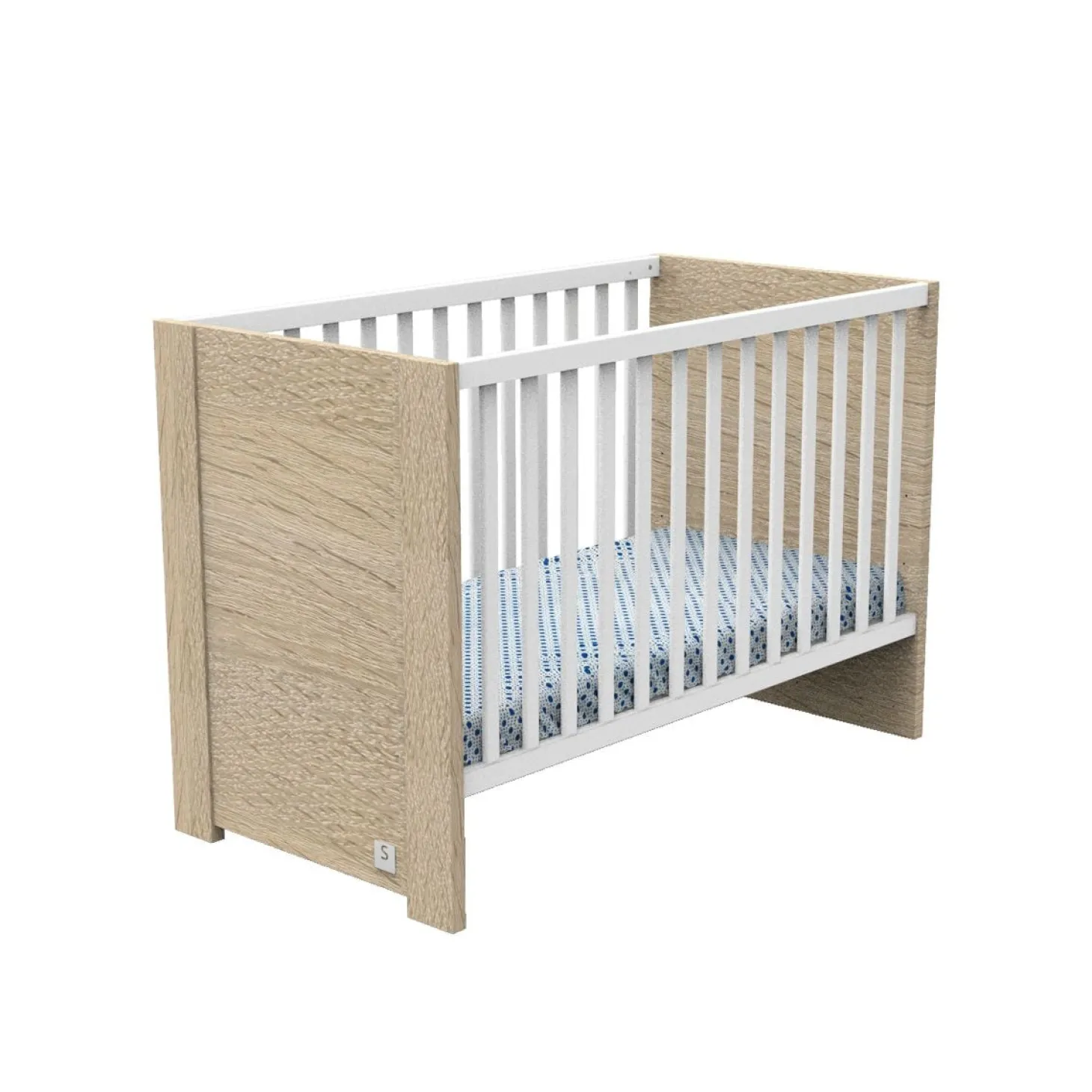 Sauthon Lit bébé Antonin Chêne Noisette 60x120 cm