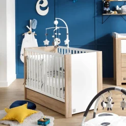Sauthon Lit bébé Antonin Chêne Noisette Et Blanc 60x120 cm