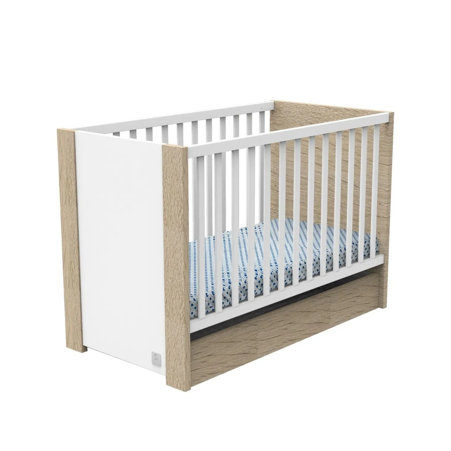 Sauthon Lit bébé Antonin Chêne Noisette Et Blanc 60x120 cm