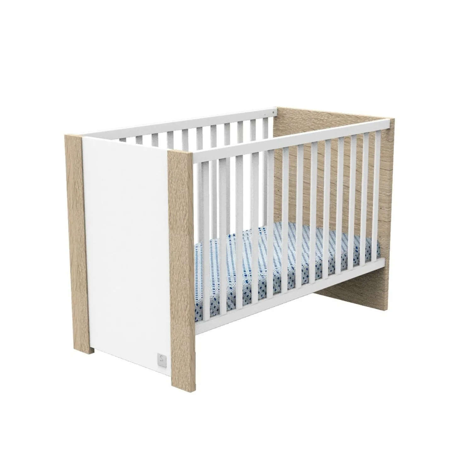 Sauthon Lit bébé Antonin Chêne Noisette Et Blanc 60x120 cm