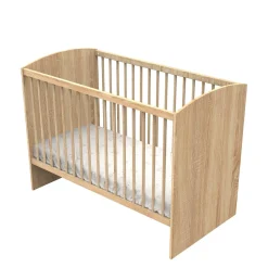 Sauthon Lit bébé Azur Chêne Doré - Hêtre Vernis Naturel 60x120 cm