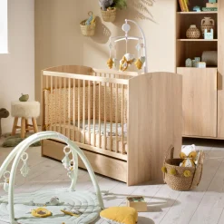 Sauthon                    Lit bébé Azur    Chêne Doré - Hêtre Vernis Naturel            60x120 cm