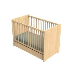 Sauthon                    Lit bébé cannelle    Chêne Miel - Hêtre Vernis Naturel            60x120 cm