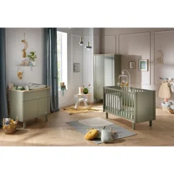 Sauthon                    Lit bébé Eléonore    Kaki - Chêne Doré            60x120 cm