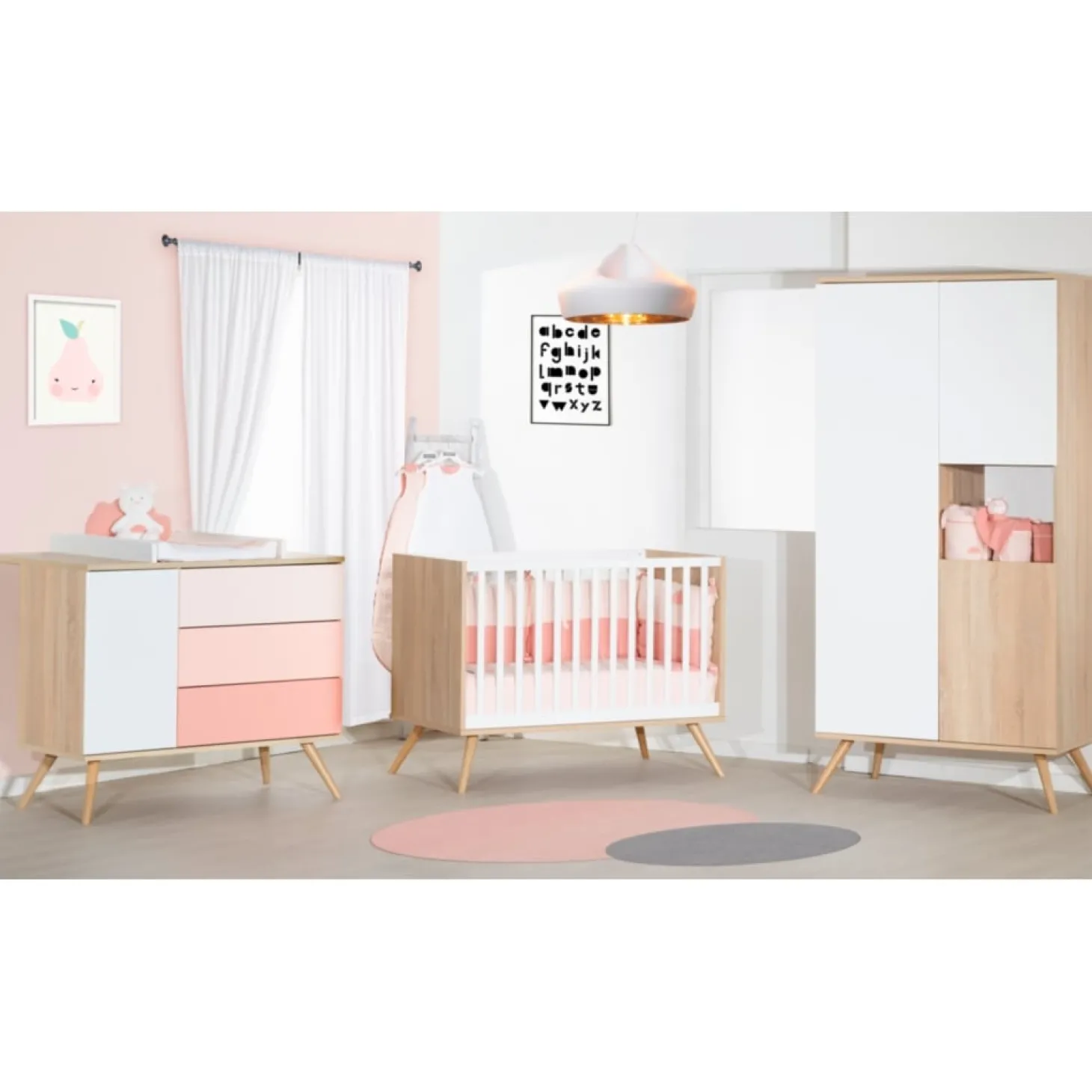 Sauthon Lit bébé Seventies Chêne Doré 60x120 cm