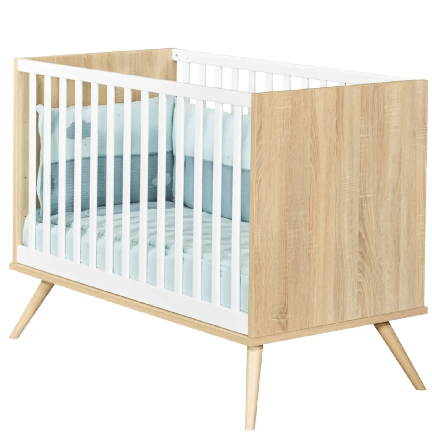 Sauthon Lit bébé Seventies Chêne Doré 60x120 cm