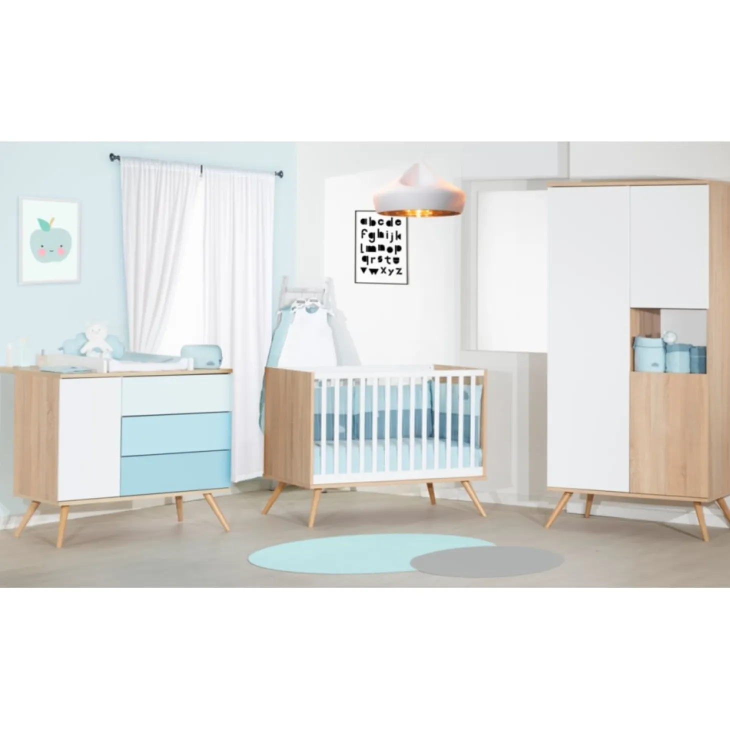 Sauthon Lit bébé Seventies Chêne Doré 60x120 cm