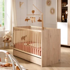 Sauthon                    Lit bébé Tokyo    Chêne Suave - Hêtre Vernis Naturel            60x120 cm