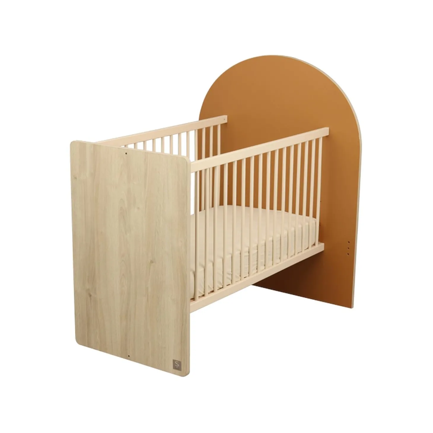 Sauthon Lit bébé Transformable Arche Chêne Sépia/Caramel Arche/Crème 60x120 cm / 90x190 cm