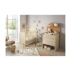 Sauthon Lit bébé Transformable Arche Chêne Sépia/Chêne Strié Sépia Arche/Crème 60x120 cm / 90x190 cm