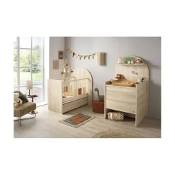 Sauthon                    Lit bébé Transformable Arche    Chêne Sépia/Chêne Strié Sépia Arche/Crème            60x120 cm / 90x190 cm