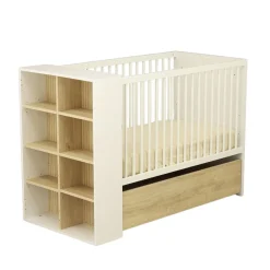Sauthon                    Lit bébé transformable Paloma    Blanc Neige/Chêne Strié Sépia/Chêne Sépia            60x120 cm