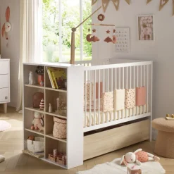 Sauthon                    Lit bébé transformable Paloma    Blanc Neige/Chêne Strié Sépia/Chêne Sépia            60x120 cm