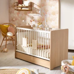 Sauthon                    Lit bébé vanille    Chêne Miel - Meringue            60x120 cm