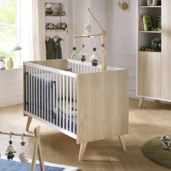 Sauthon Lit Bebe Kronos Décor bois / blanc 60x120 cm