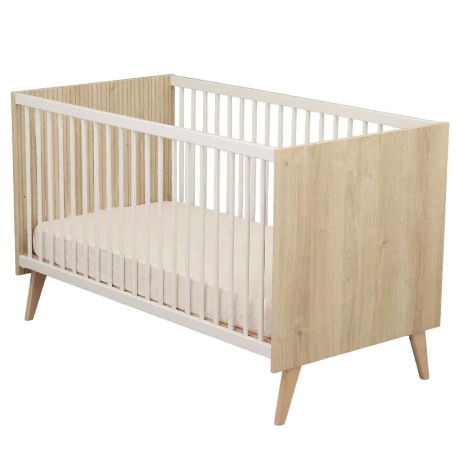 Sauthon Lit Bebe Kronos Décor bois / blanc 60x120 cm