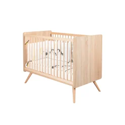 Sauthon Lit Bebe Sixties Bois Chêne doré 60x120 cm