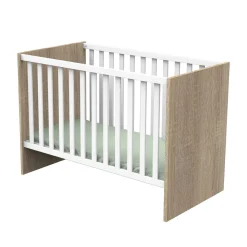 Sauthon                    LIT BEBE 120x60 ROSE    Chêne Doré - Blanc Lin            60x120 cm