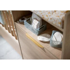 Sauthon                    Lit combiné évolutif Azur    Chêne Doré - Hêtre Vernis - Blanc